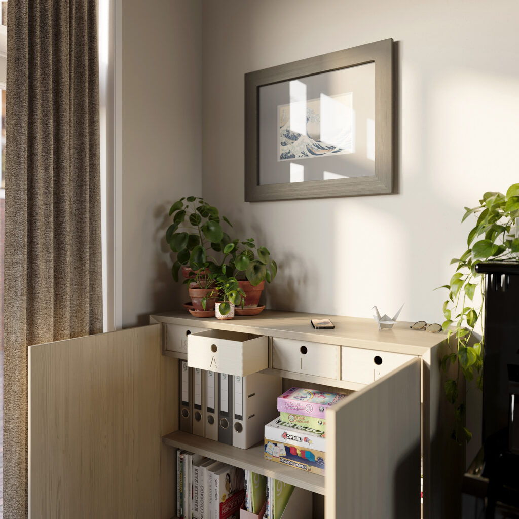 3D visualistie interieur, maatwerk kast, 3D impressie, architectuur, interieur, nieuwbouw