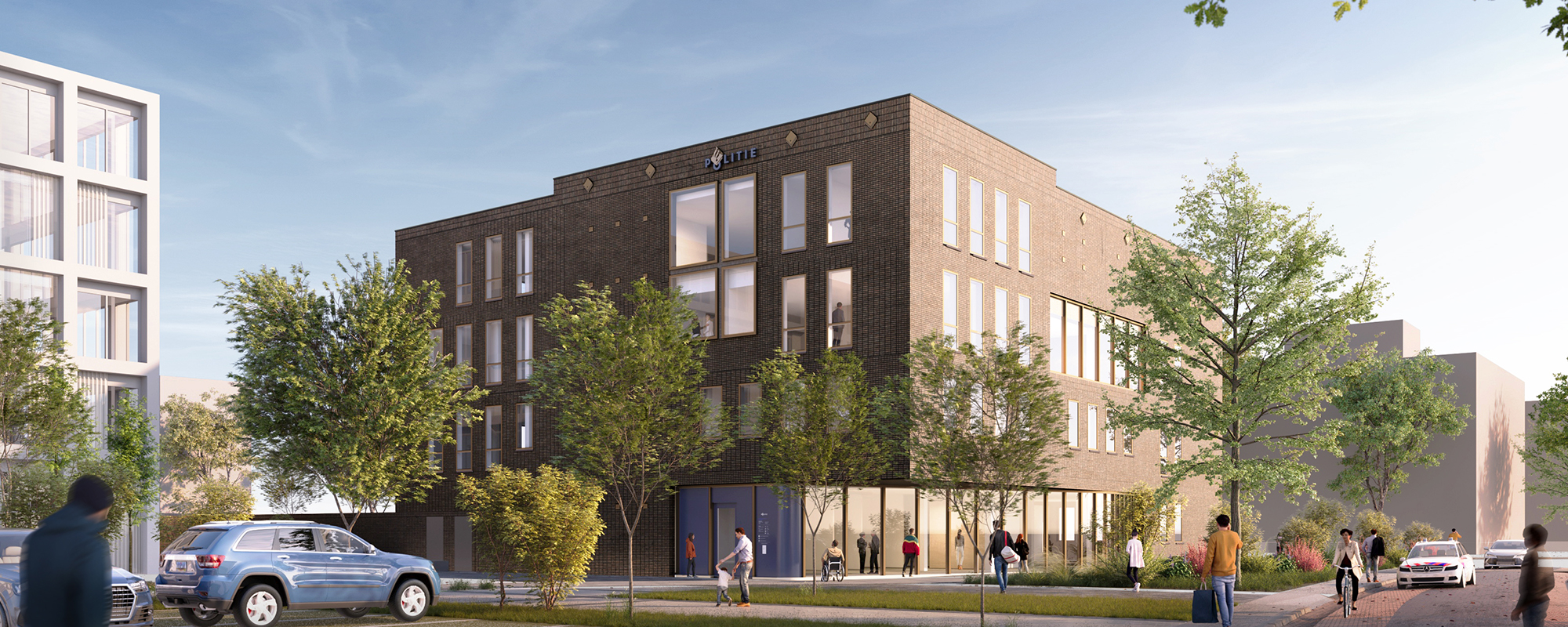 3d visualisatie van de nieuwbouw van het politiebureau in Helmond