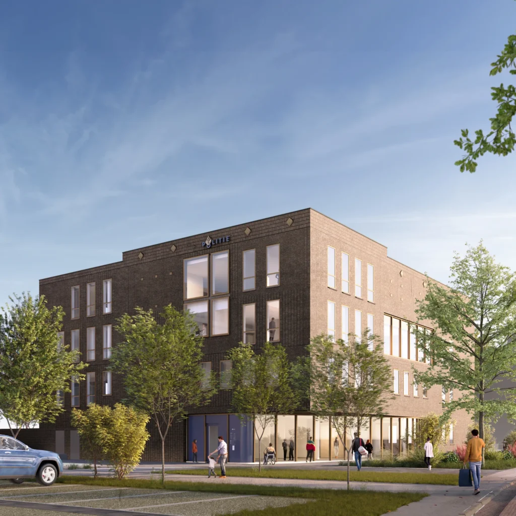 3d visualisatie van de nieuwbouw van het politiebureau in Helmond